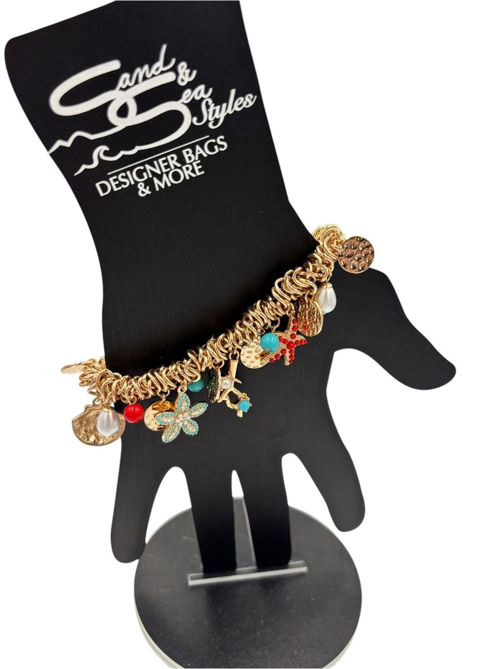 Coastal Charm Stretch Bracelet | Starfish Shell Seahorse Beach - Picture 3 of 6